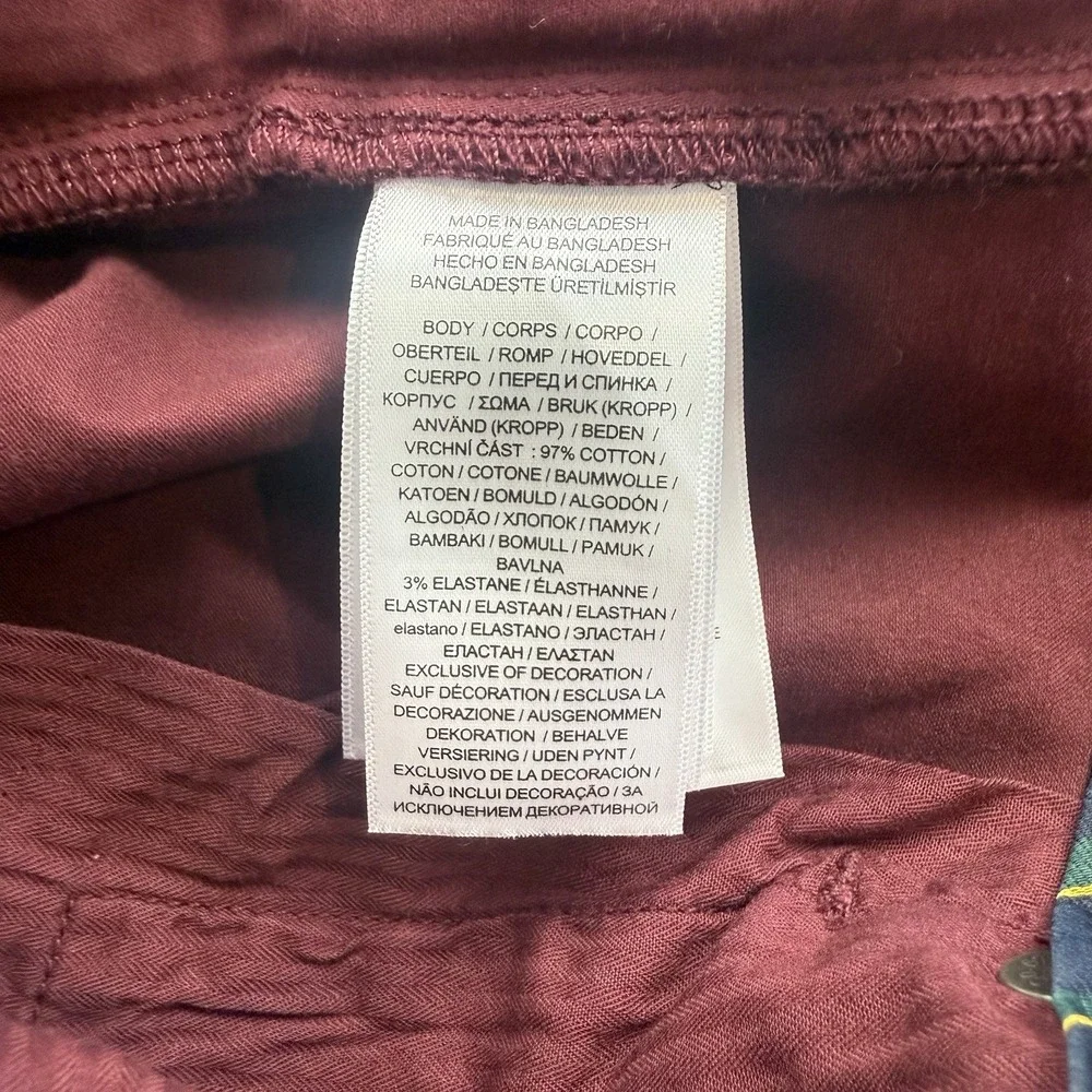 Polo Ralph Lauren Varick Slim Straight Pants Mens 38x32 Burgundy Red Chino
